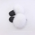 SCTX15-1 soft fluffy real fox fur slides children fur slippers